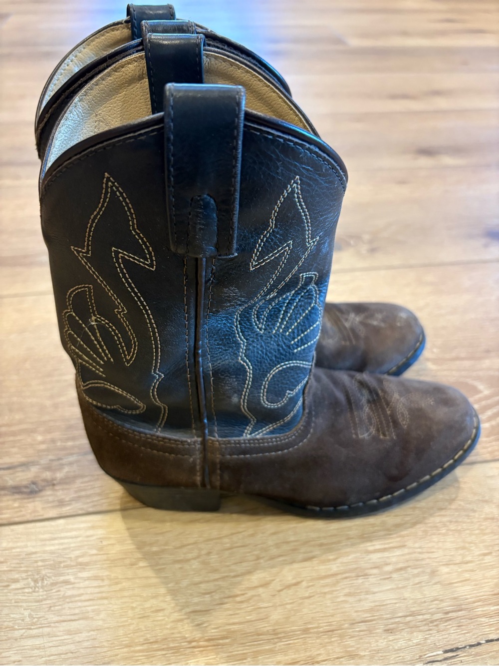 Malden Brown and Black Kids Western Cowboy Boots